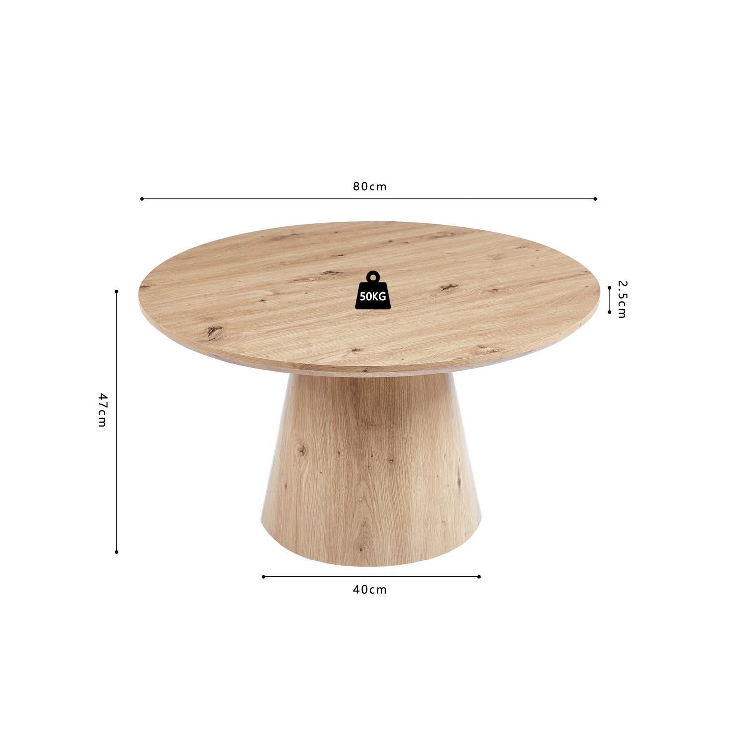 Couchtisch Lukas Ø80cm - Eiche Hell Dekor-Couchtisch-Rousseau-le canapé