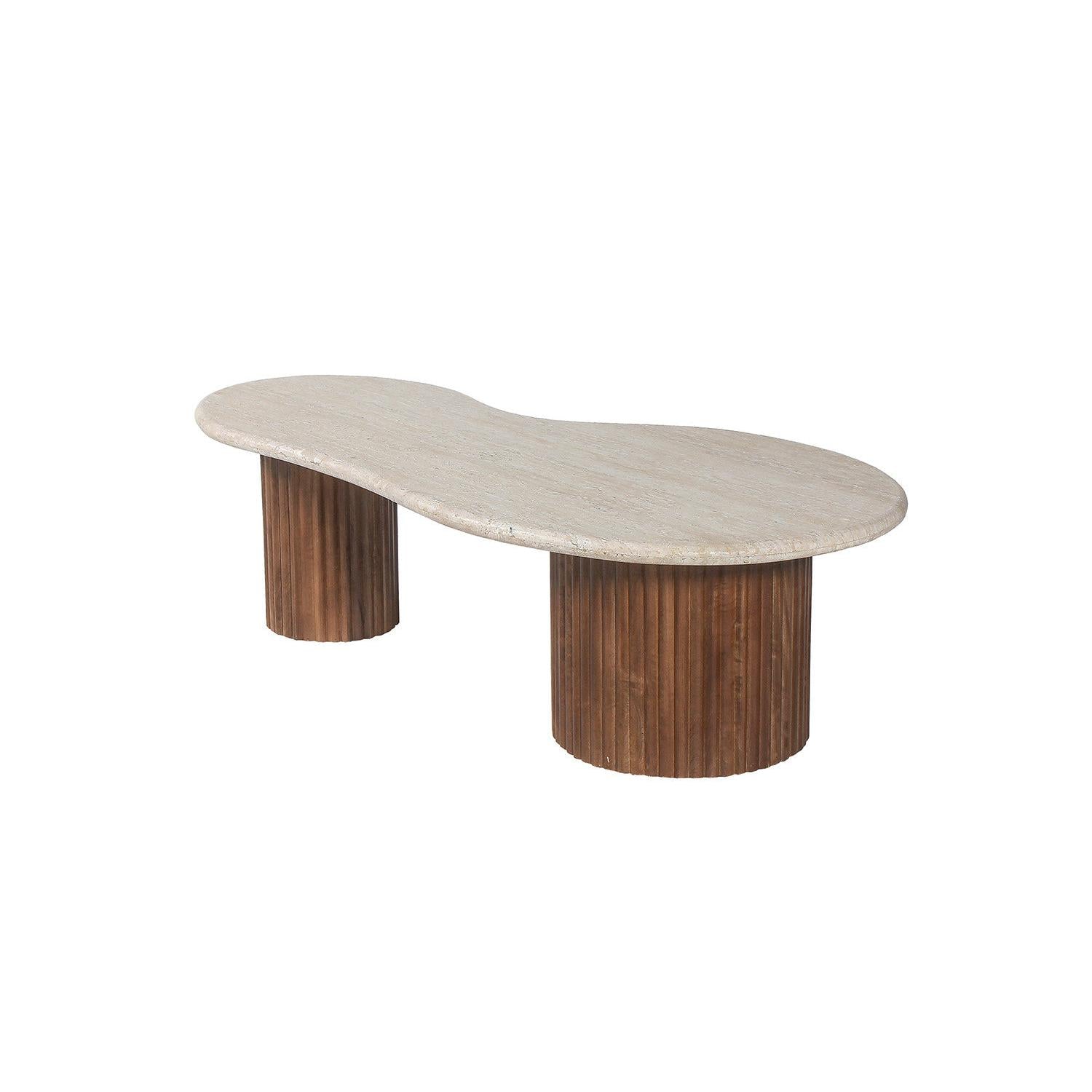 Couchtisch Marlon 120cm mit Travertinplatte - Beige-Couchtisch-Rousseau-le canapé