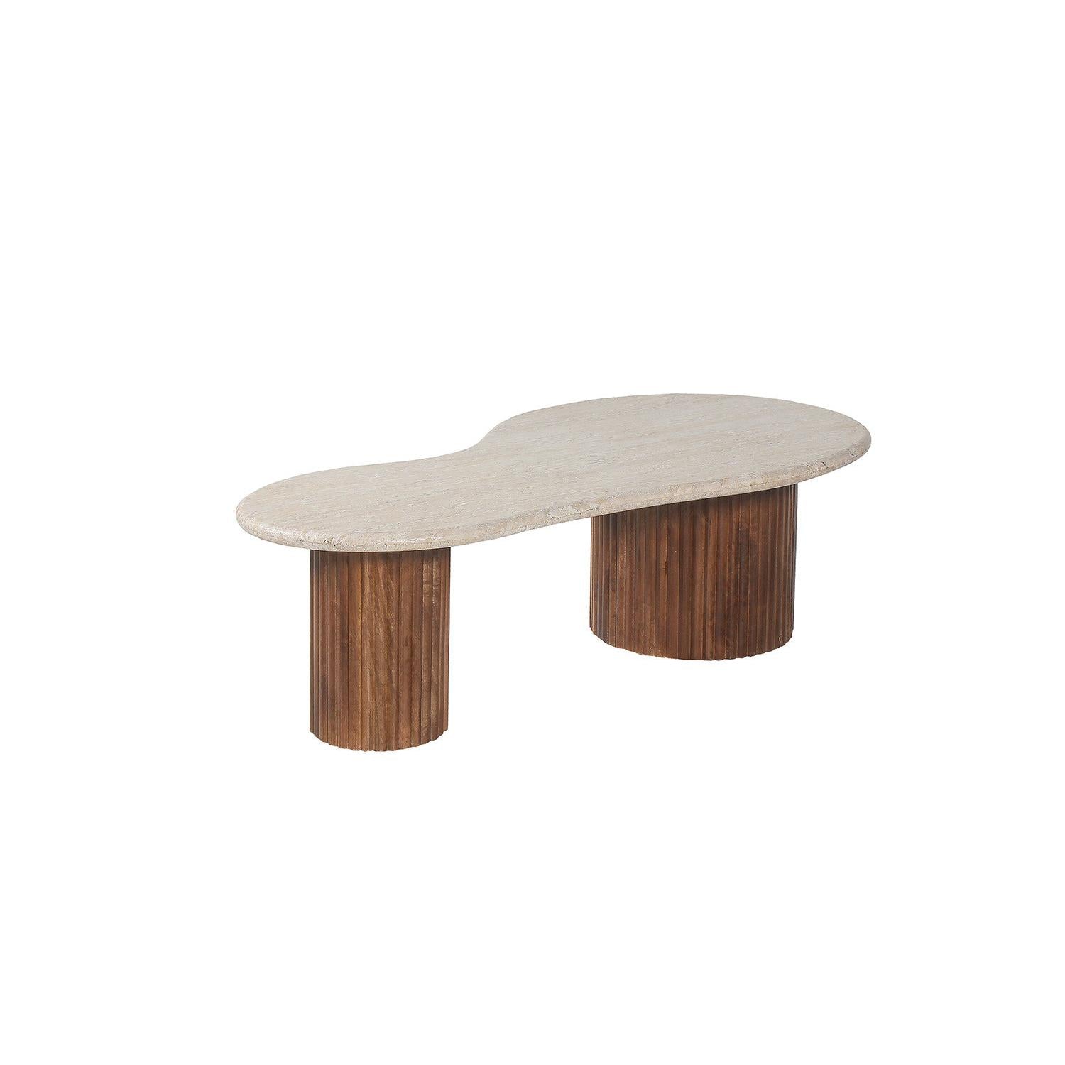 Couchtisch Marlon 120cm mit Travertinplatte - Beige-Couchtisch-Rousseau-le canapé