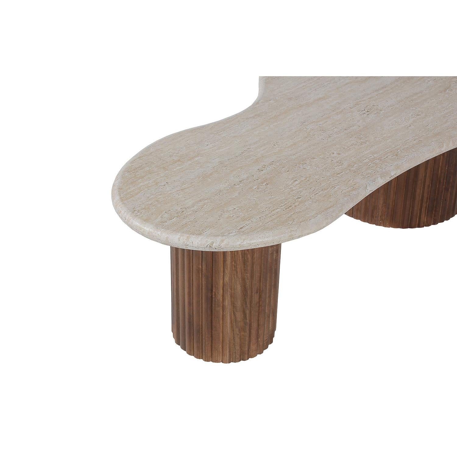 Couchtisch Marlon 120cm mit Travertinplatte - Beige-Couchtisch-Rousseau-le canapé