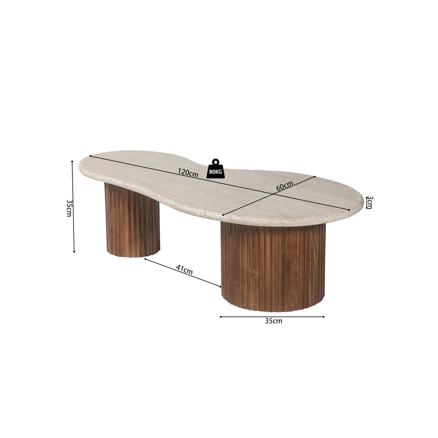 Couchtisch Marlon 120cm mit Travertinplatte - Beige-Couchtisch-Rousseau-le canapé