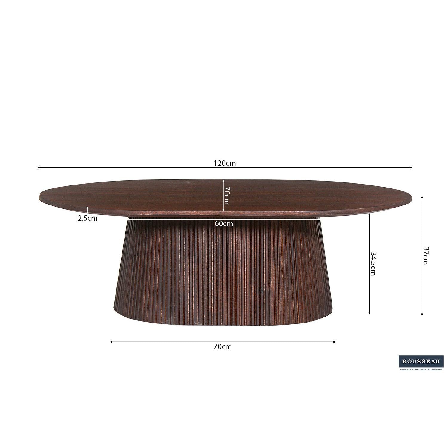 Couchtisch Miguel 120cm Oval - Dunkelbraun-Couchtisch-Rousseau-le canapé
