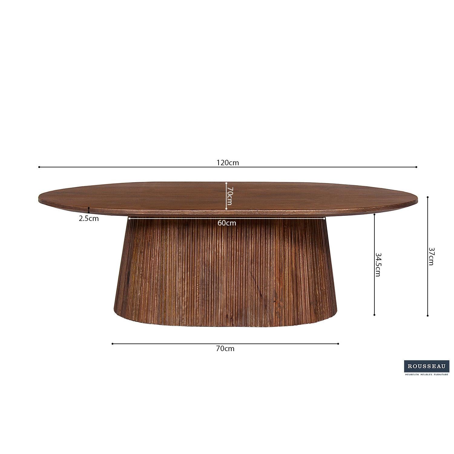 Couchtisch Miguel 120cm Oval - Hellbraun-Couchtisch-Rousseau-le canapé
