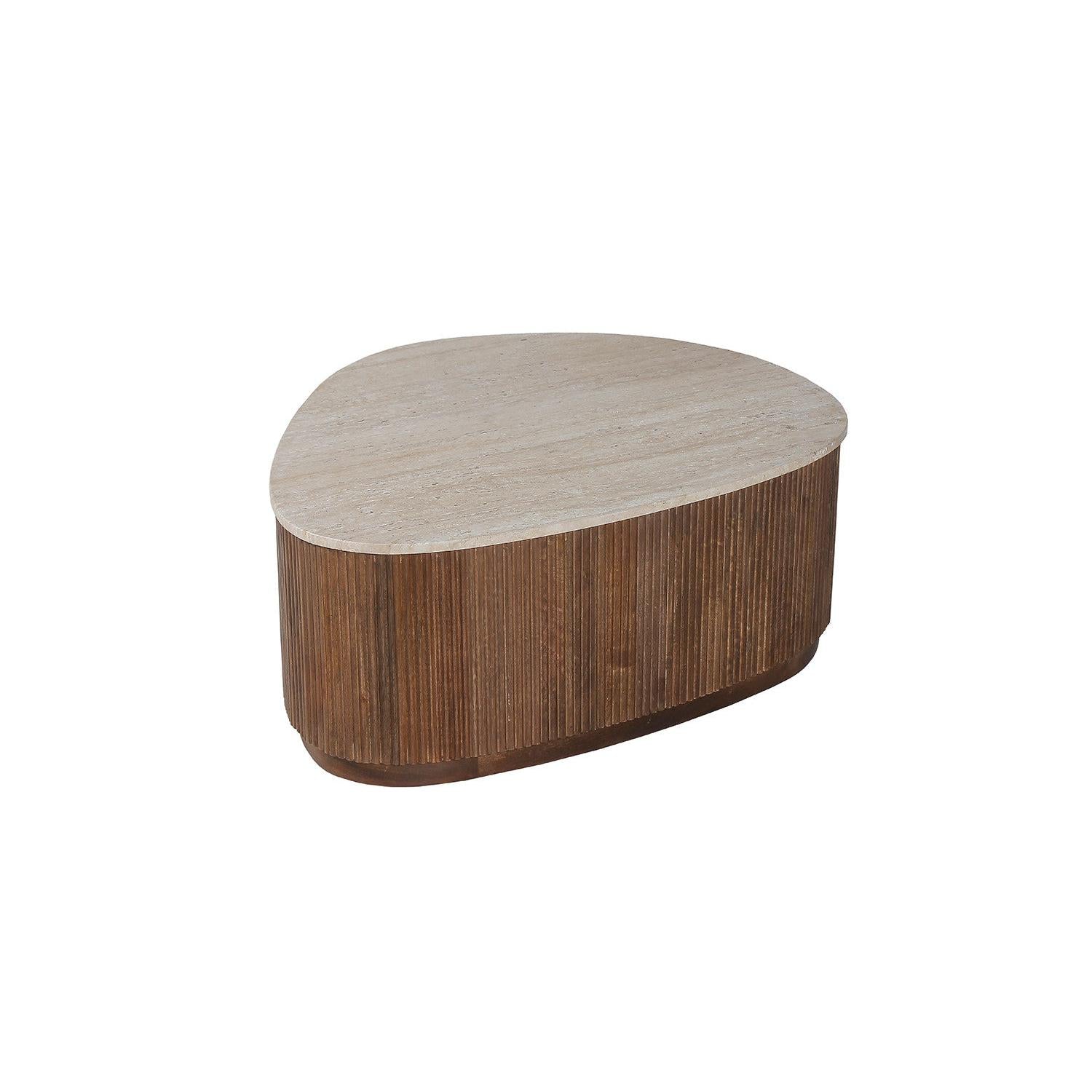Couchtisch Nolan mit Travertin-Steinplatte - Beige-Couchtisch-Rousseau-le canapé