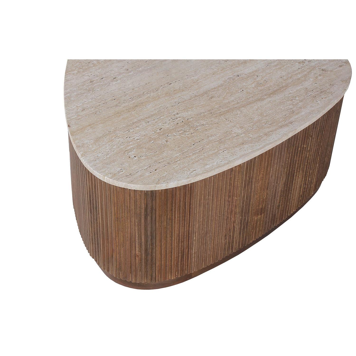 Couchtisch Nolan mit Travertin-Steinplatte - Beige-Couchtisch-Rousseau-le canapé