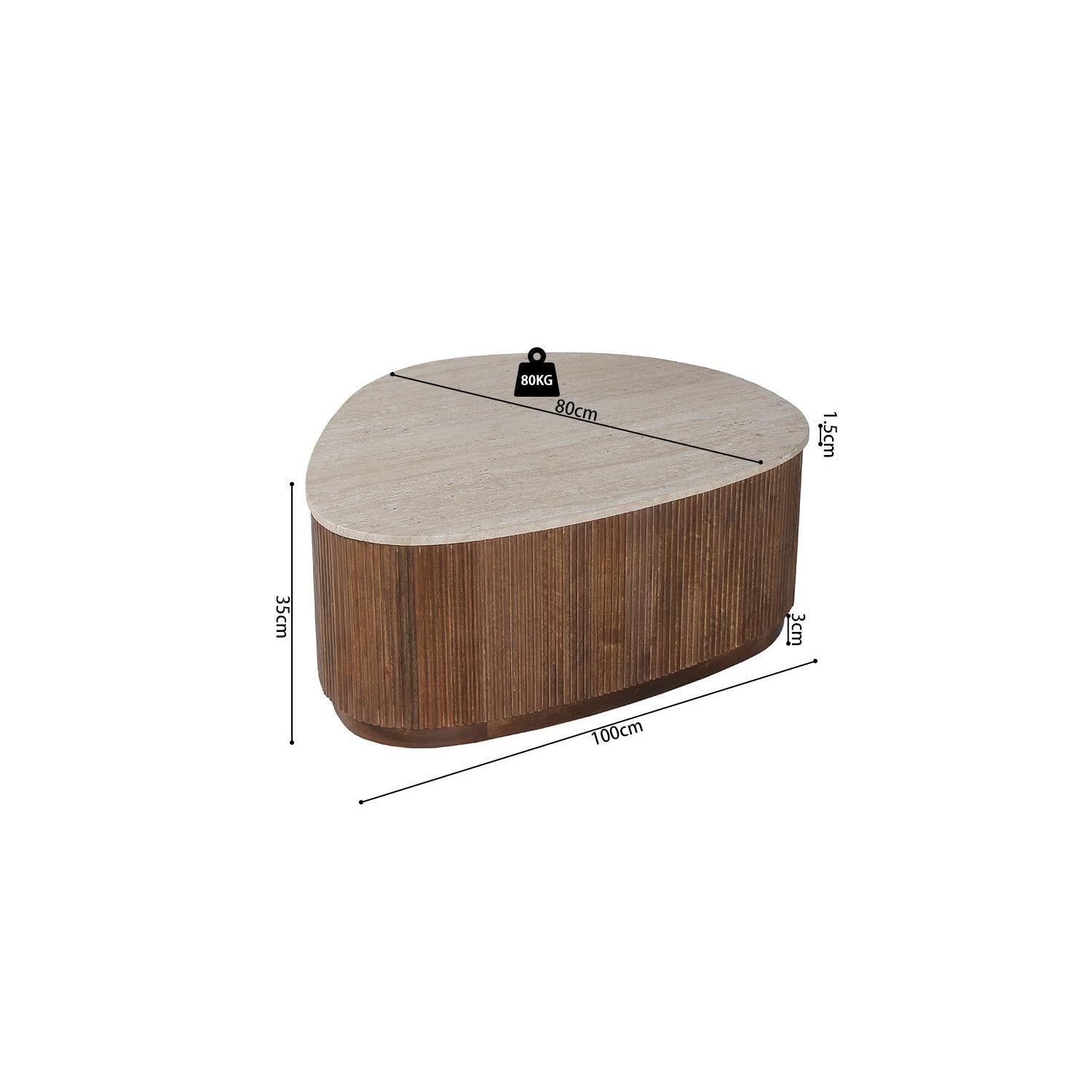 Couchtisch Nolan mit Travertin-Steinplatte - Beige-Couchtisch-Rousseau-le canapé