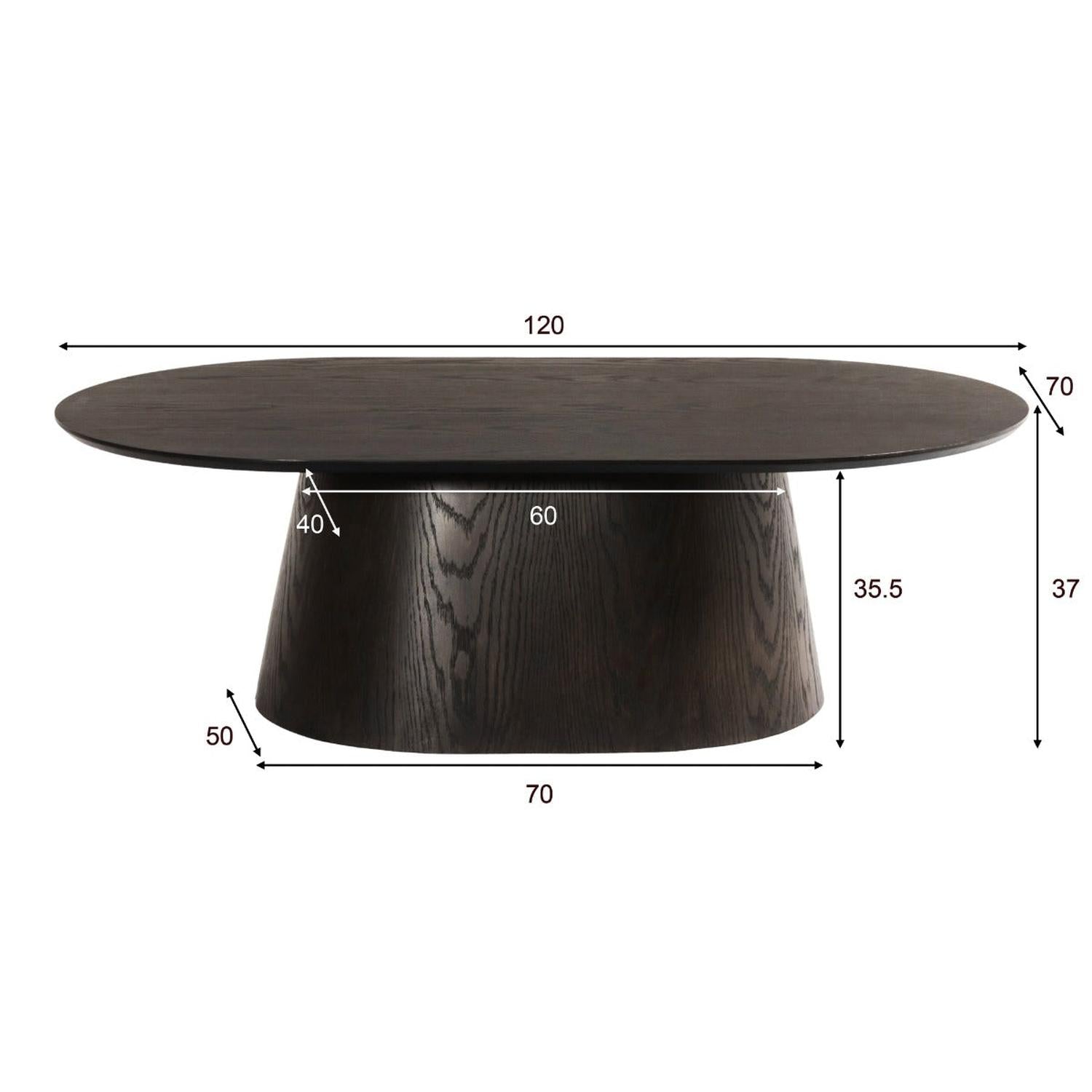Couchtisch Novero Oval 120*70cm aus Eichenholz - Dunkelbraun-Couchtisch-Livingfurn-le canapé