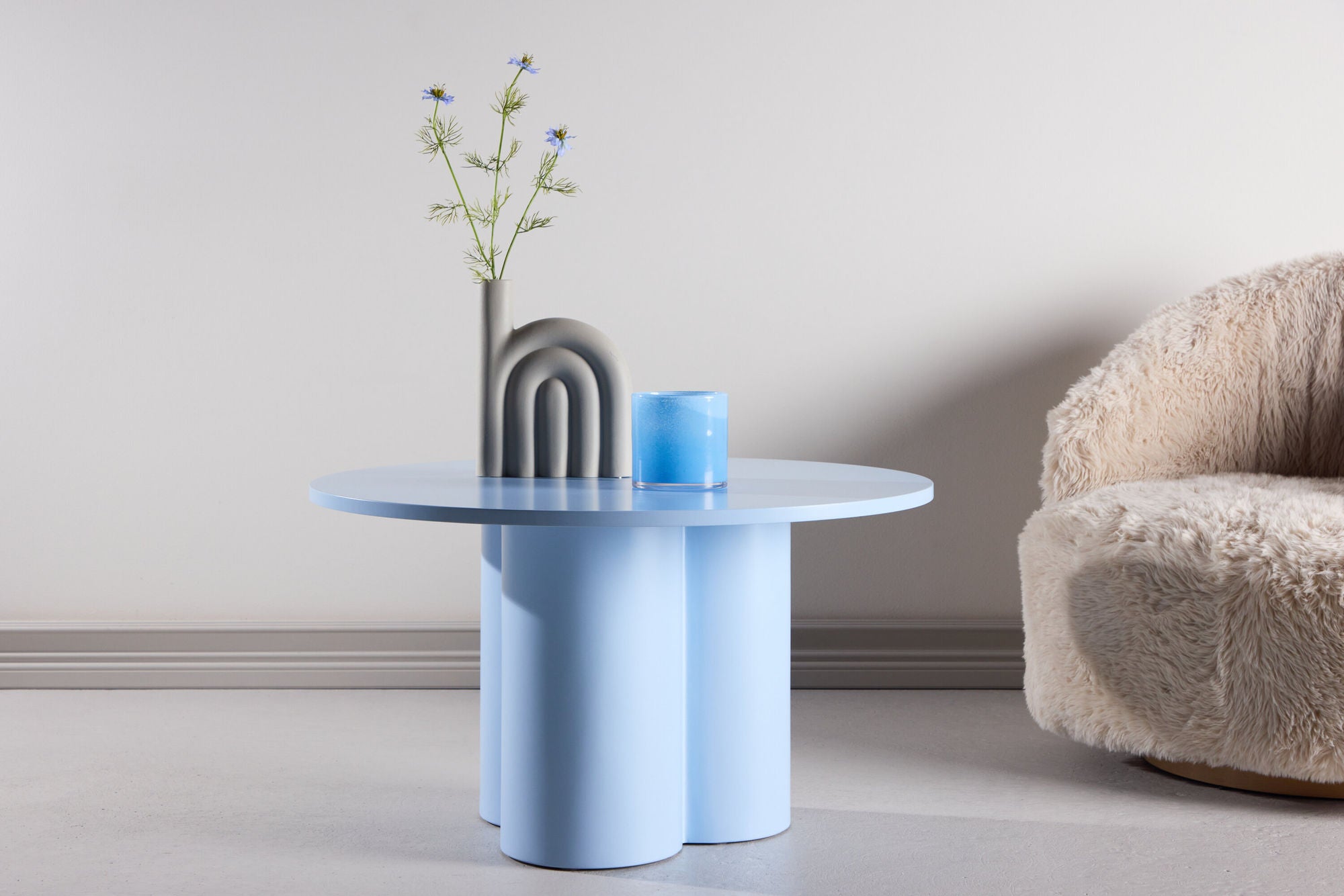 Couchtisch Olivia Ø80cm - Babyblau-Couchtische-Venture Home-le canapé