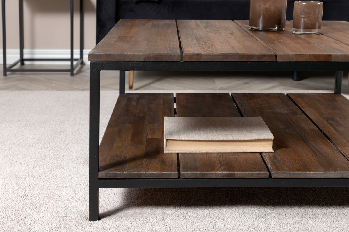 Couchtisch Padang 80cm aus Massivholz mit Ablage-Couchtische-Venture Home-le canapé