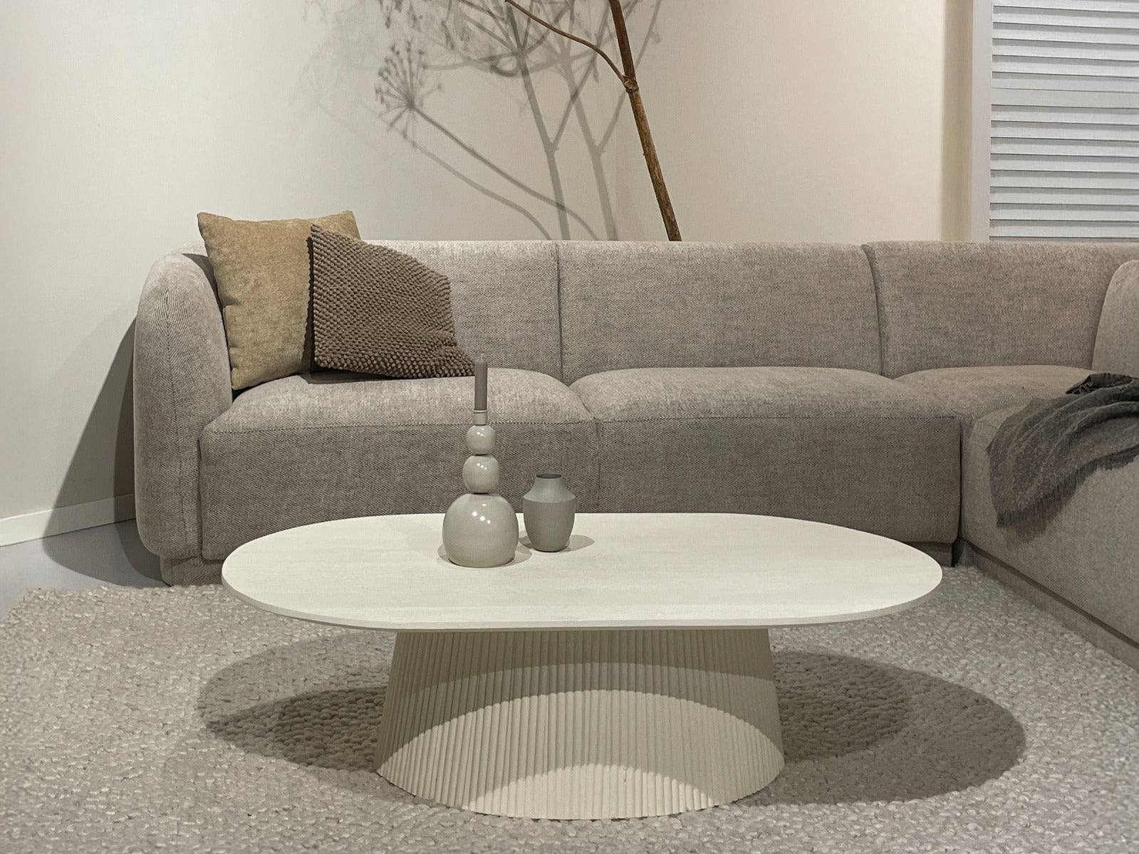 Couchtisch Patrice Oval 120cm - Beige-Couchtische-Livingfurn-le canapé