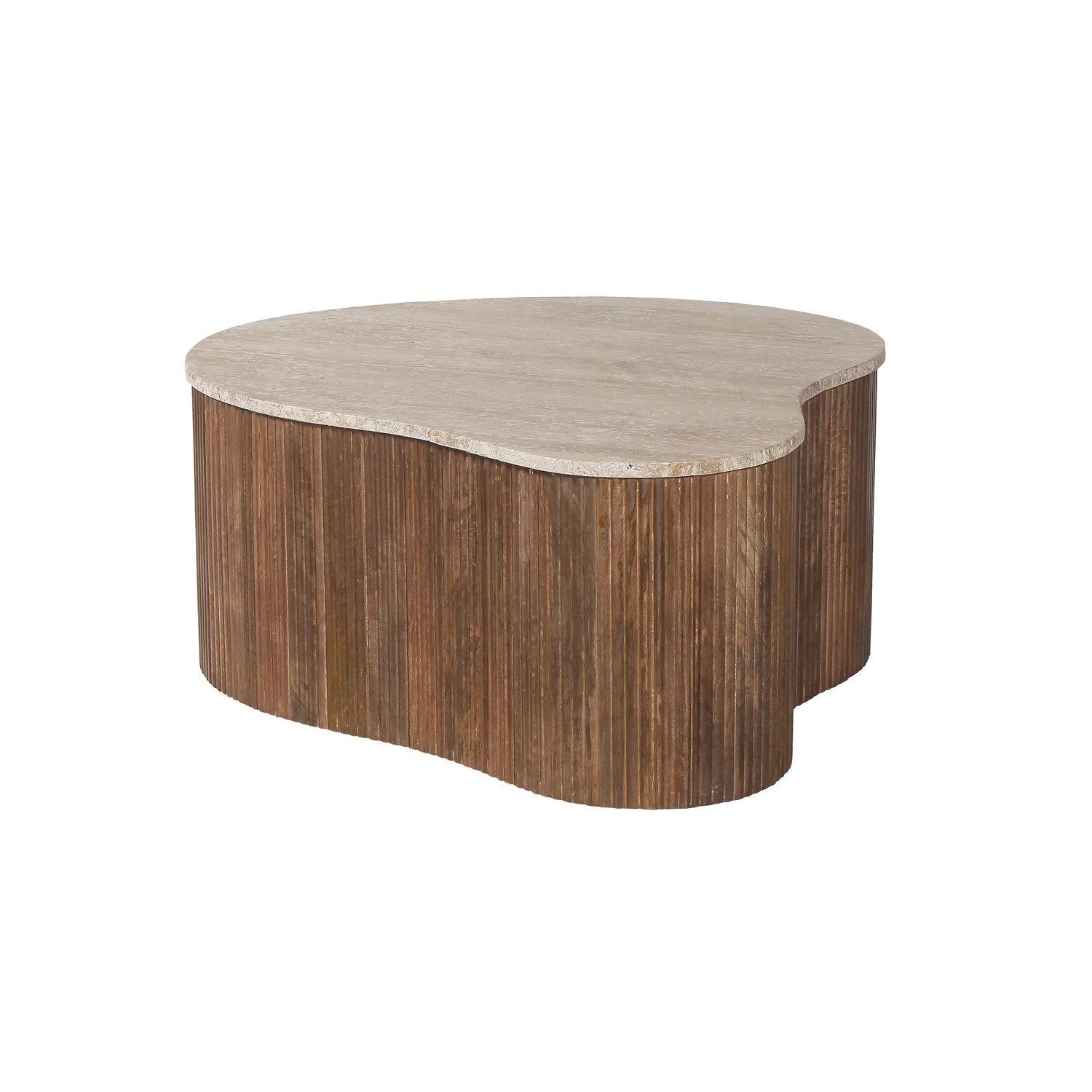 Couchtisch Paul mit Travertin-Steinplatte - Beige-Couchtisch-Rousseau-le canapé