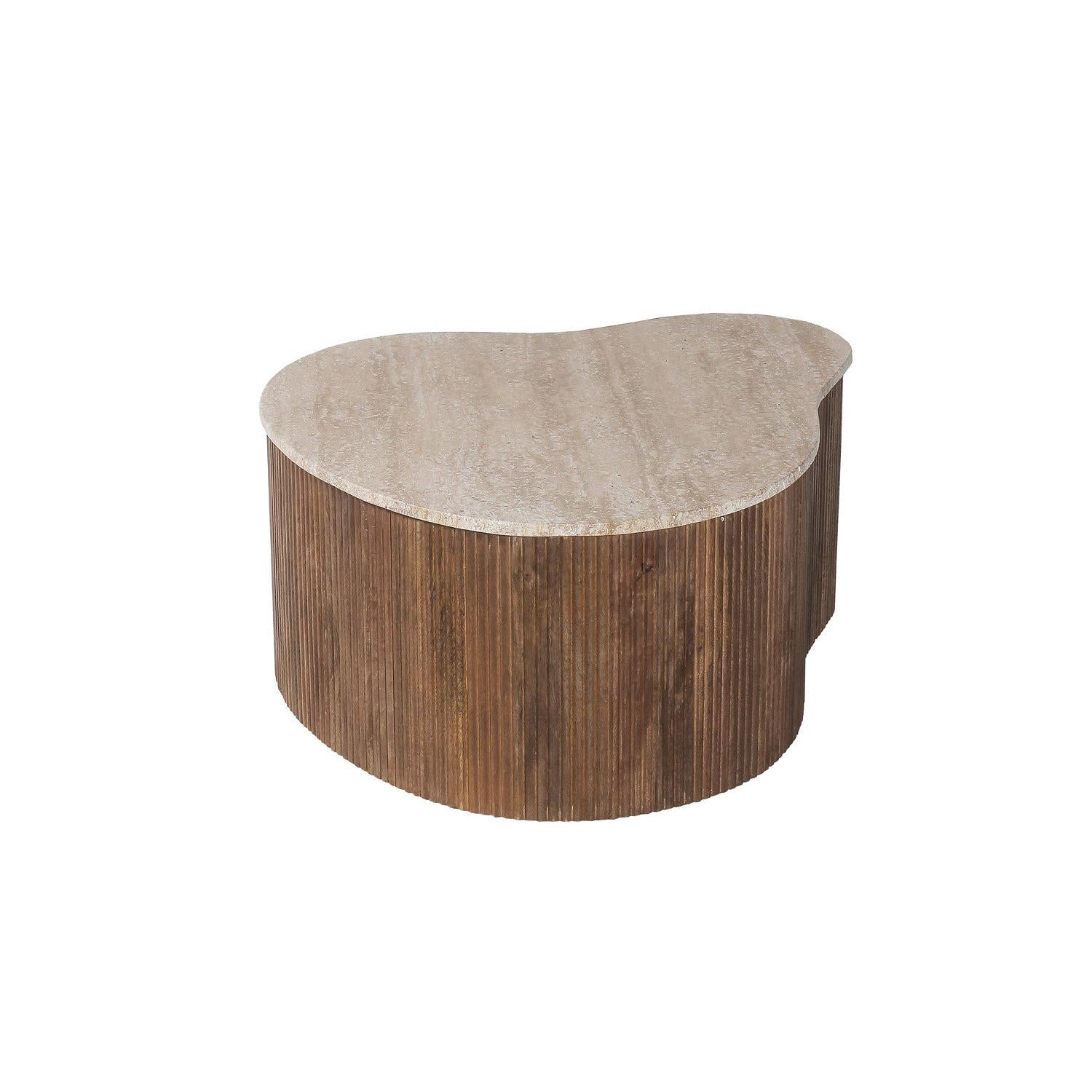 Couchtisch Paul mit Travertin-Steinplatte - Beige-Couchtisch-Rousseau-le canapé