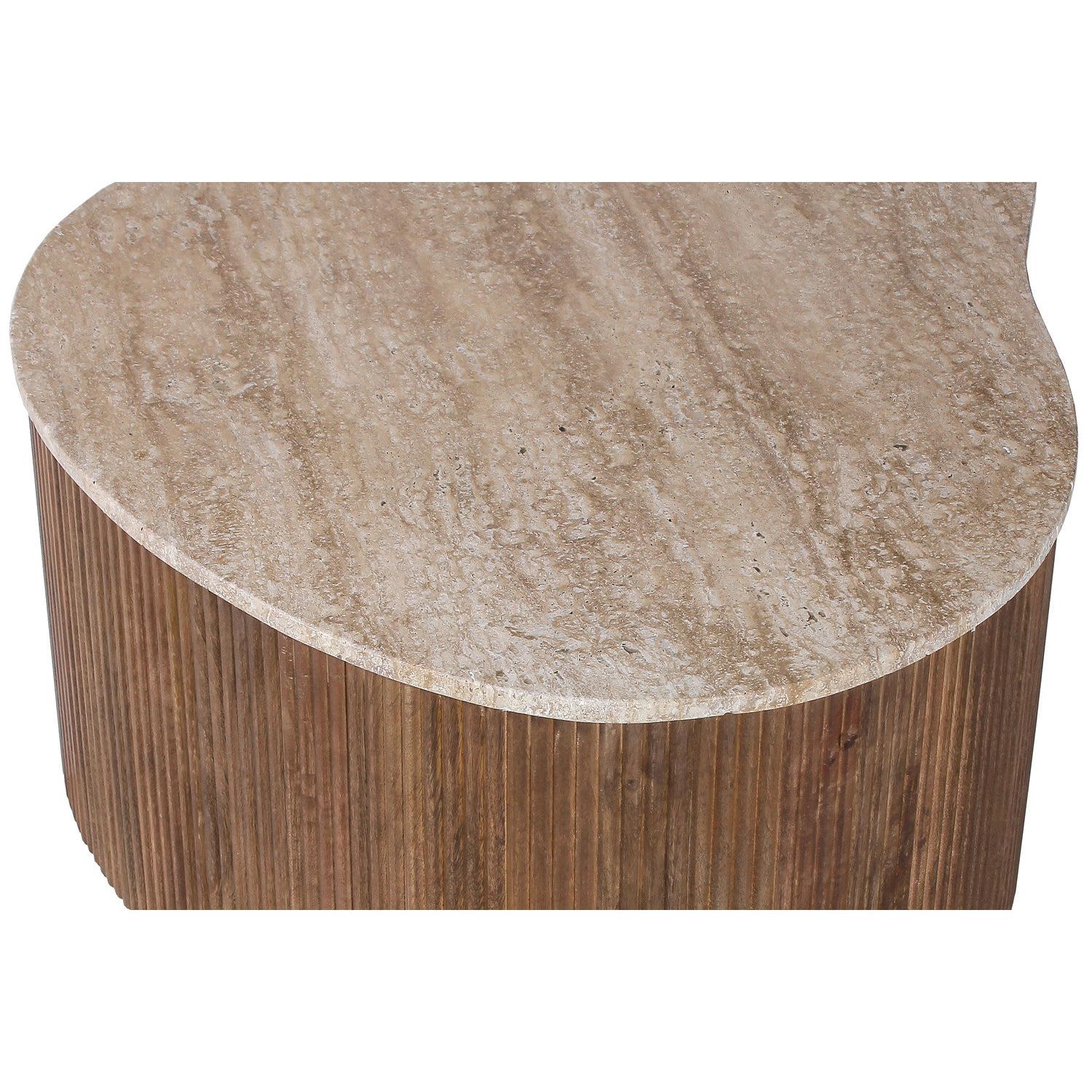 Couchtisch Paul mit Travertin-Steinplatte - Beige-Couchtisch-Rousseau-le canapé