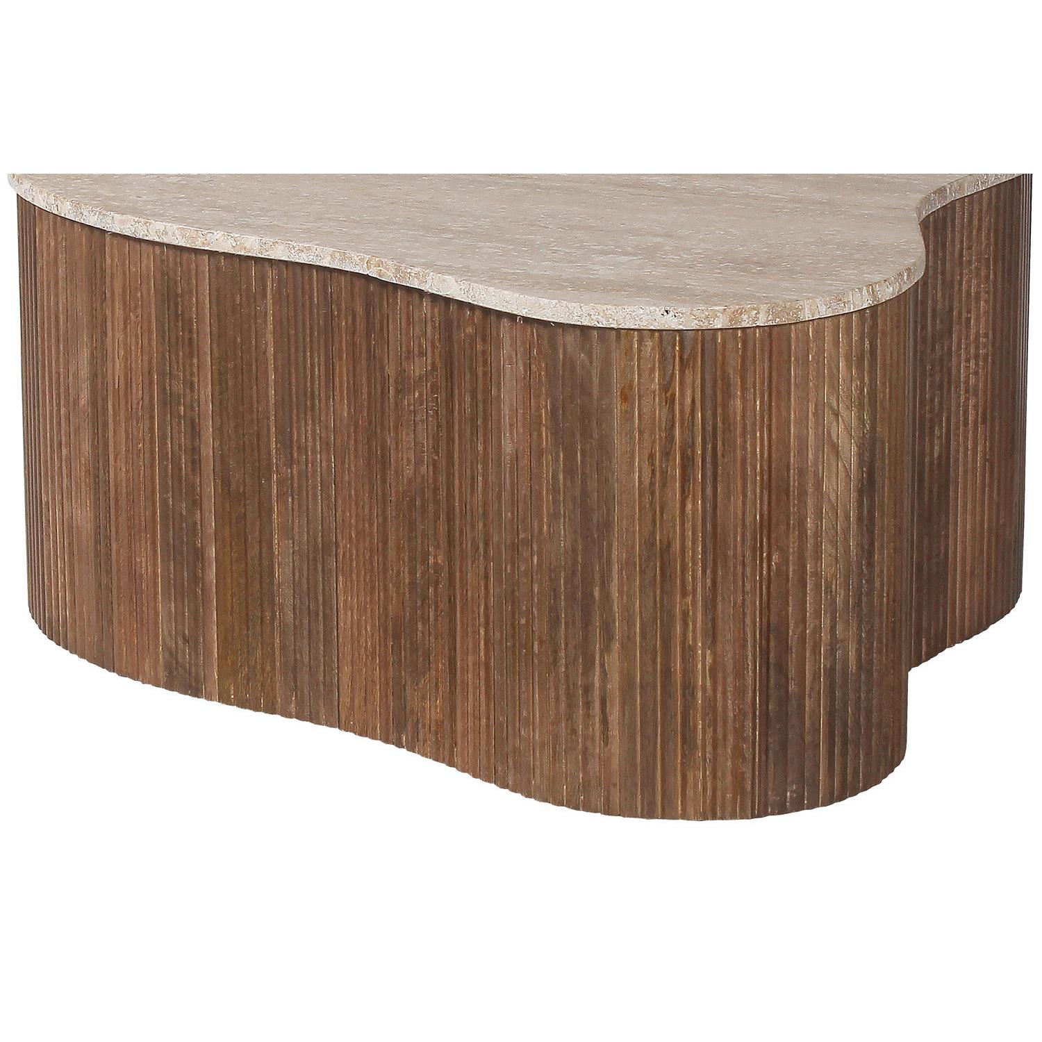 Couchtisch Paul mit Travertin-Steinplatte - Beige-Couchtisch-Rousseau-le canapé