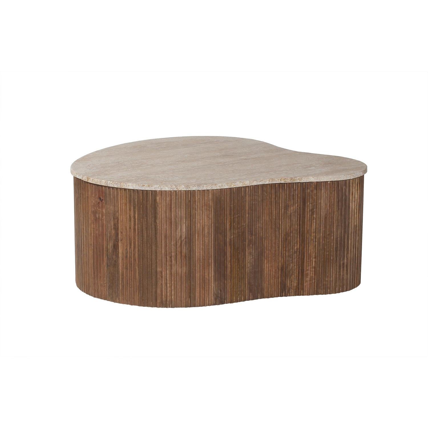 Couchtisch Paul mit Travertin-Steinplatte - Beige-Couchtisch-Rousseau-le canapé