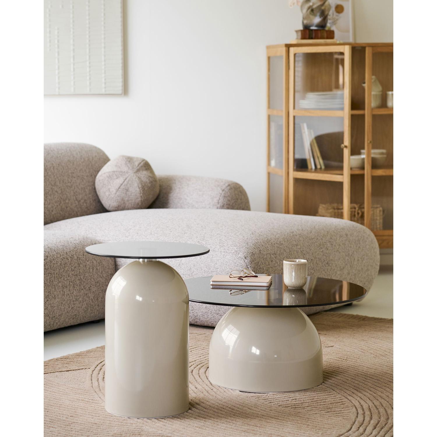 Couchtisch Ravello aus Glas Ø70cm - Beige-Couchtische-House Nordic-le canapé
