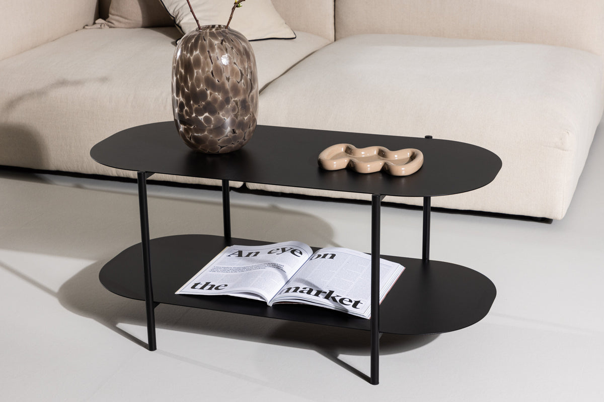 Couchtisch Recife 100cm aus Metall mit Ablage - Schwarz-Couchtische-Venture Home-le canapé