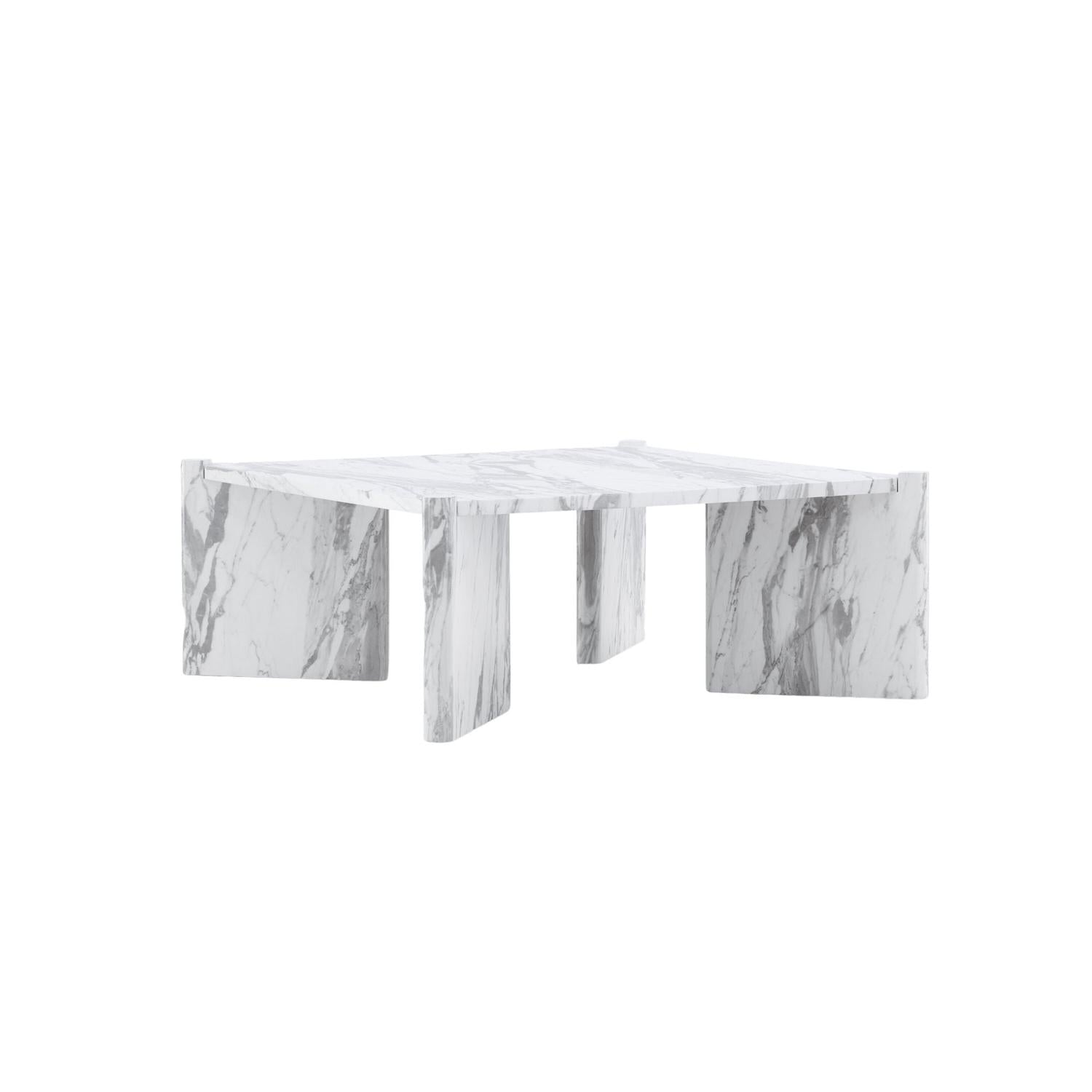Couchtisch Rogaland 100cm in Marmoroptik - Weiß-Couchtische-Venture Home-le canapé