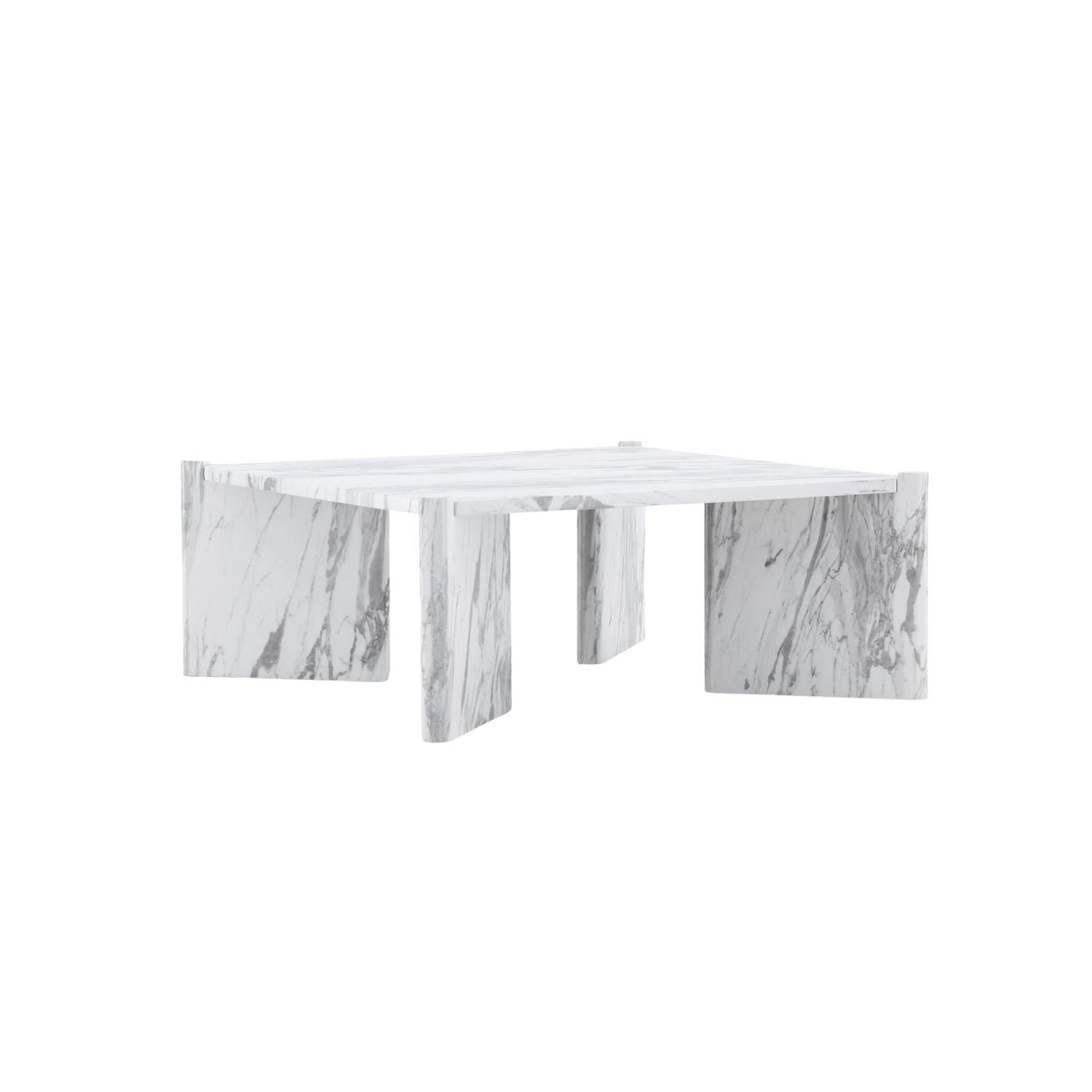 Couchtisch Rogaland 100cm in Marmoroptik - Weiß-Couchtische-Venture Home-le canapé