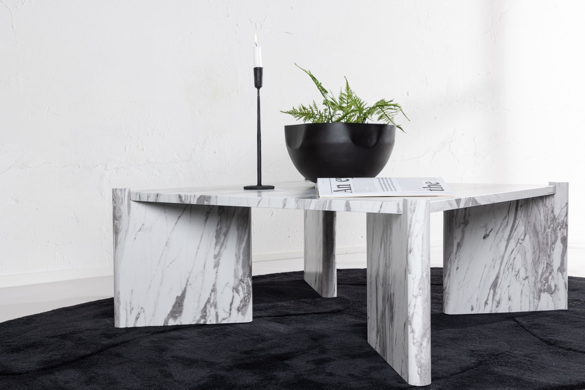 Couchtisch Rogaland 100cm in Marmoroptik - Weiß-Couchtische-Venture Home-le canapé