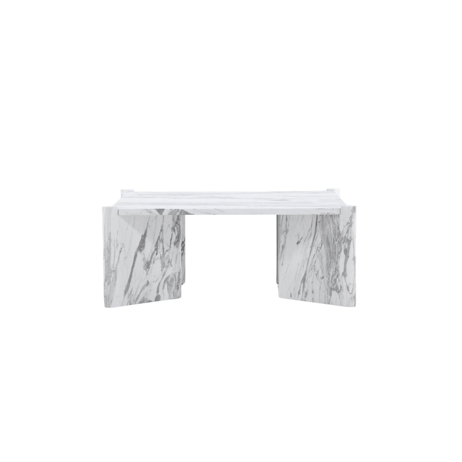 Couchtisch Rogaland 100cm in Marmoroptik - Weiß-Couchtische-Venture Home-le canapé