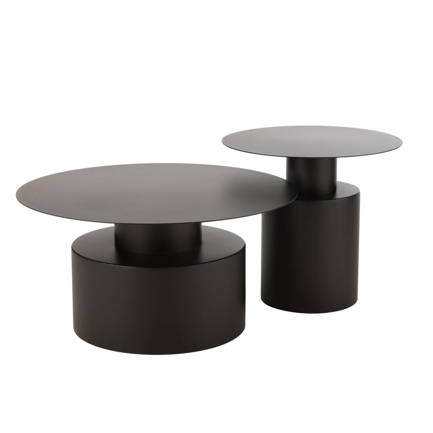 Couchtisch rund aus Metall - Schwarz-Couchtisch-J-Line-le canapé