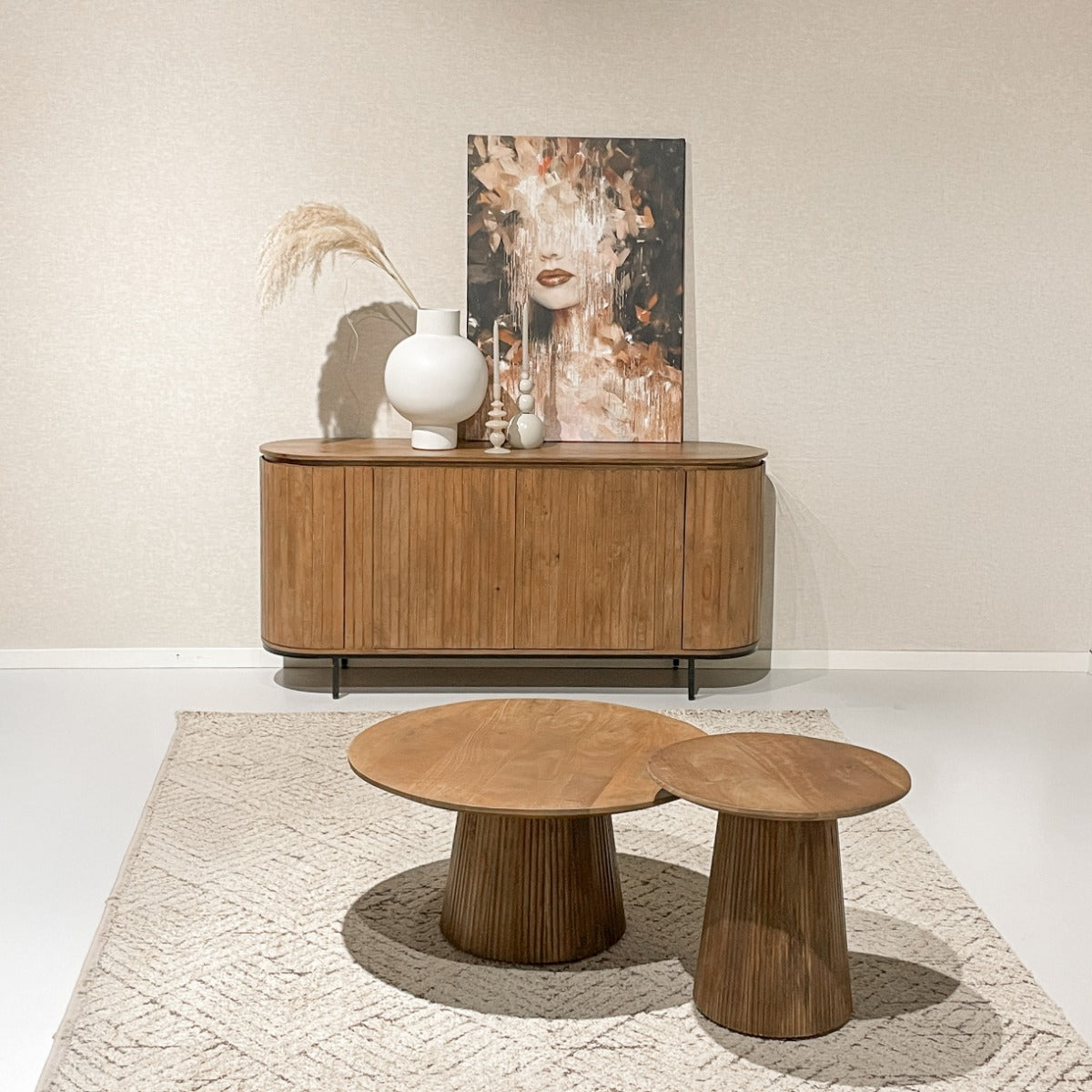 Couchtisch Salvator aus Mangoholz Ø80cm - Braun-Couchtische-Livingfurn-le canapé