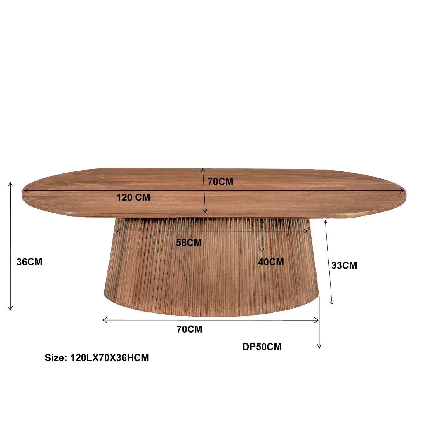 Couchtisch Salvator aus Mangoholz Oval 120cm - Braun-Couchtische-Livingfurn-le canapé