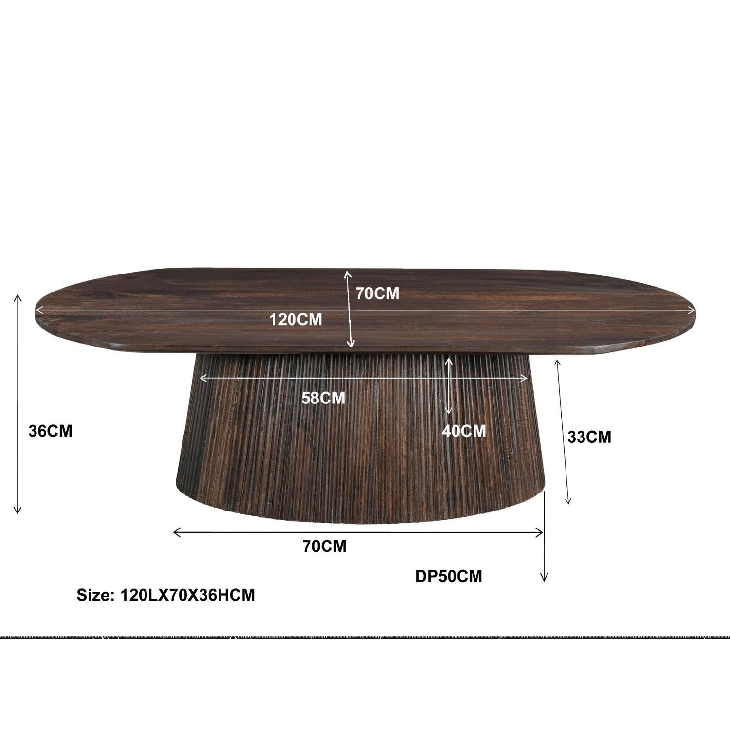 Couchtisch Salvator aus Mangoholz Oval 120cm - Walnuss-Couchtische-Livingfurn-le canapé