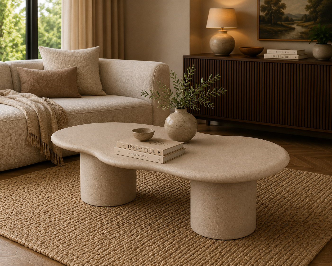 Couchtisch Scandi in Betonoptik - Beige-Couchtische-Pole to Pole-le canapé