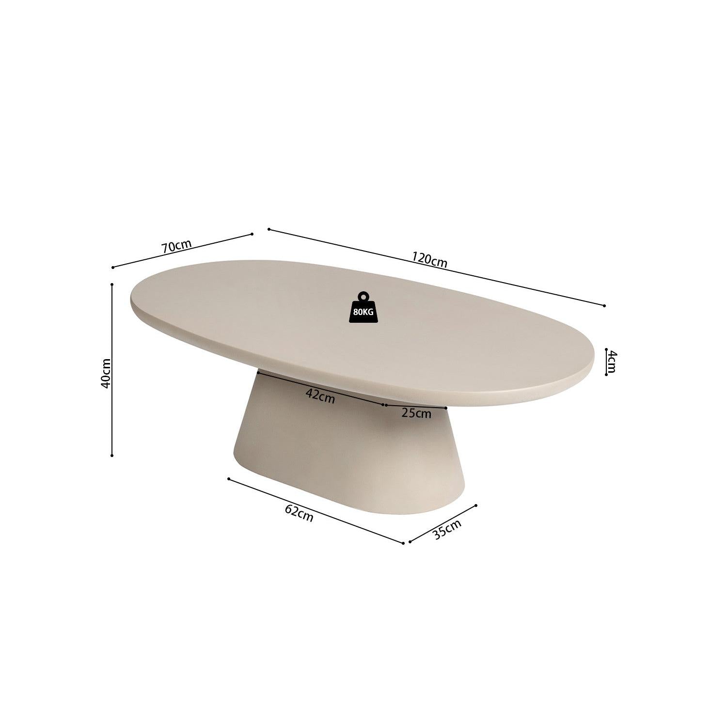 Couchtisch Tavira 120cm Oval – Beige-Couchtisch-Rousseau-le canapé