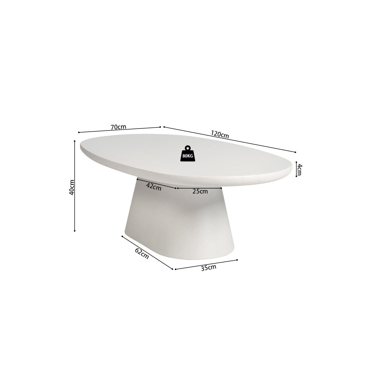 Couchtisch Tavira 120cm Oval - Weiß-Couchtisch-Rousseau-le canapé