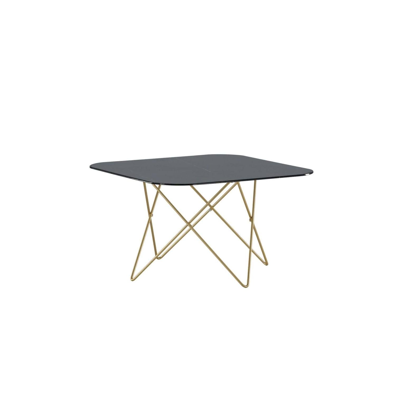 Couchtisch Tristar aus Marmorglas - Schwarz / Messing gebürstet-Couchtisch-Venture Home-le canapé