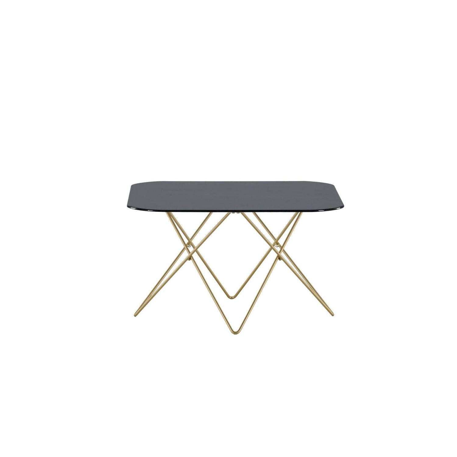 Couchtisch Tristar aus Marmorglas - Schwarz / Messing gebürstet-Couchtisch-Venture Home-le canapé