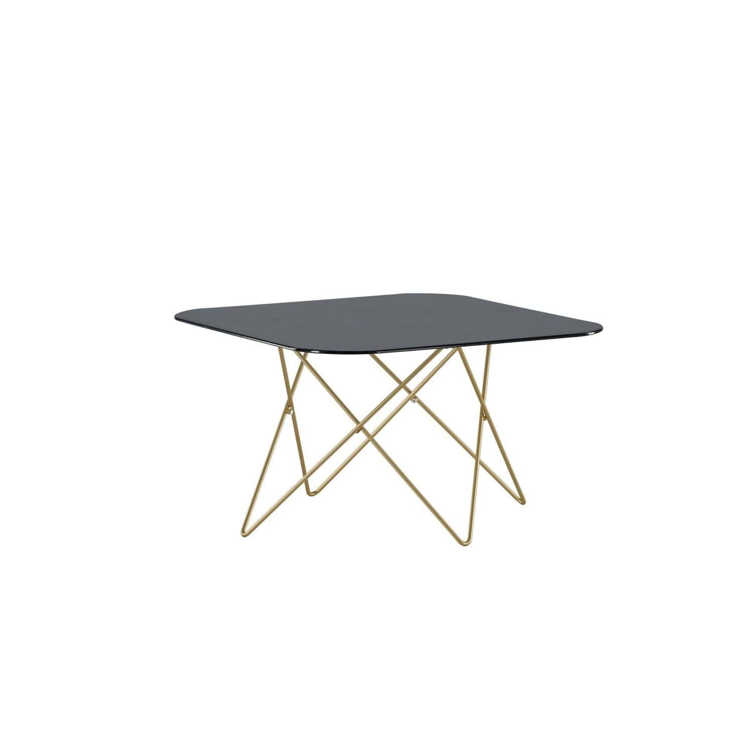 Couchtisch Tristar aus Marmorglas - Schwarz / Messing gebürstet-Couchtische-Venture Home-le canapé