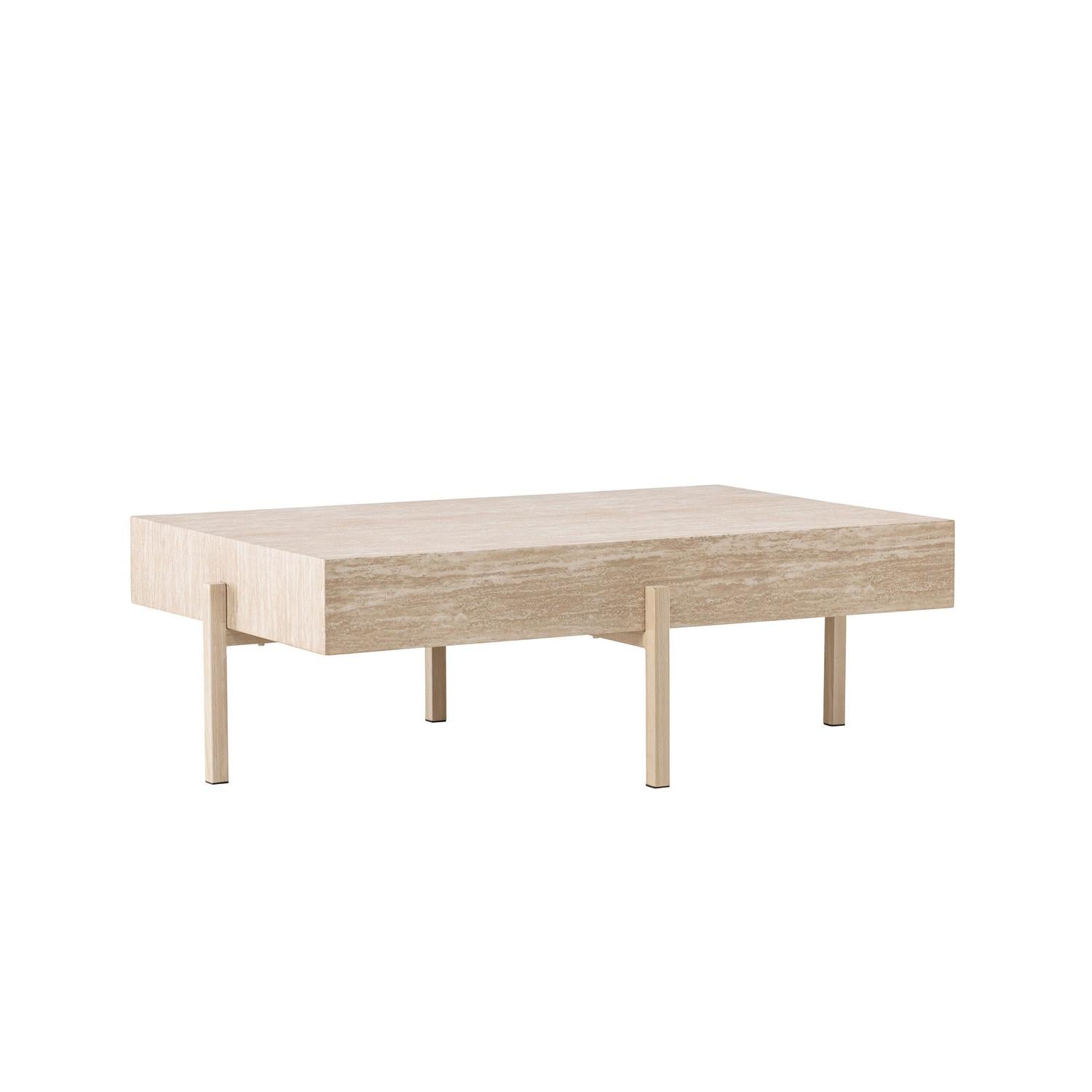 Couchtisch Vadholmen 120cm in Travertin-Optik - Beige-Couchtische-Vind-le canapé