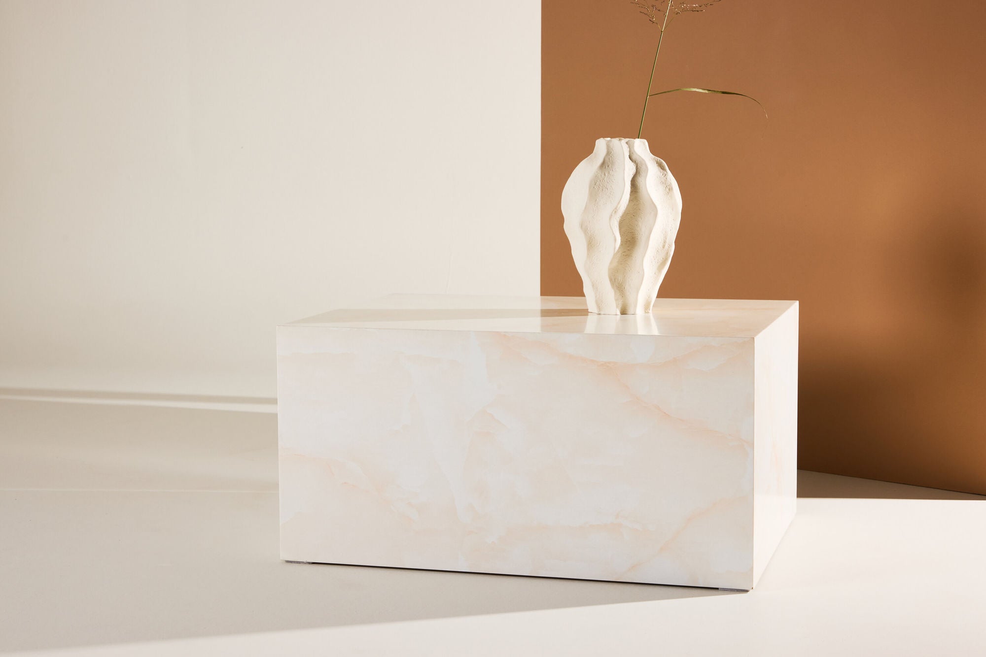 Couchtisch York 80*60cm in Marmoroptik - Hellgelb-Couchtisch-Venture Home-le canapé