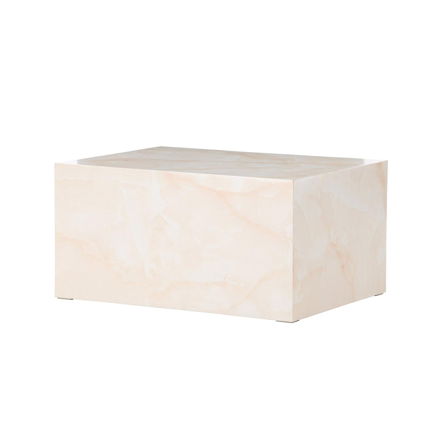 Couchtisch York 80*60cm in Marmoroptik - Hellgelb-Couchtische-Venture Home-le canapé