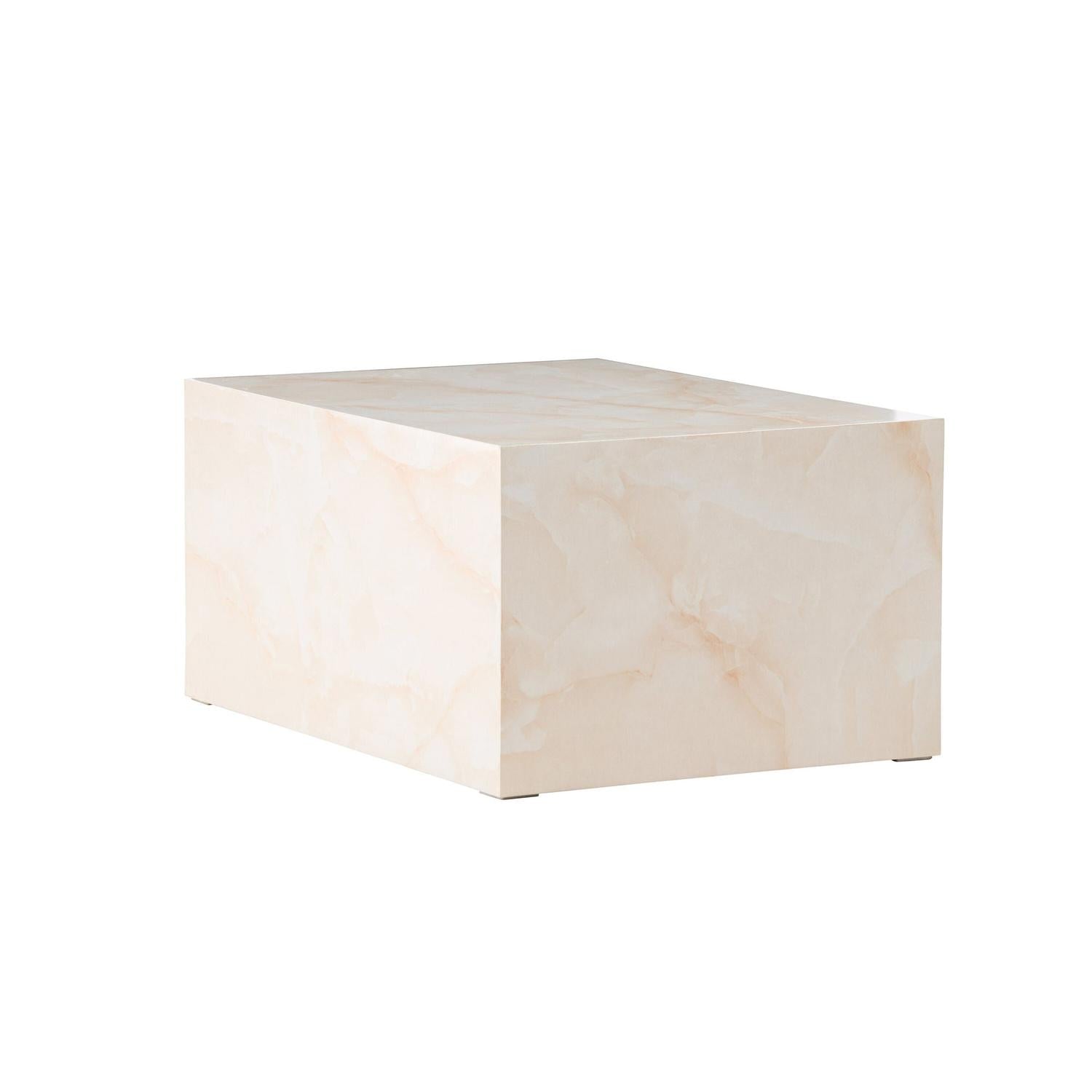 Couchtisch York 80*60cm in Marmoroptik - Hellgelb-Couchtische-Venture Home-le canapé