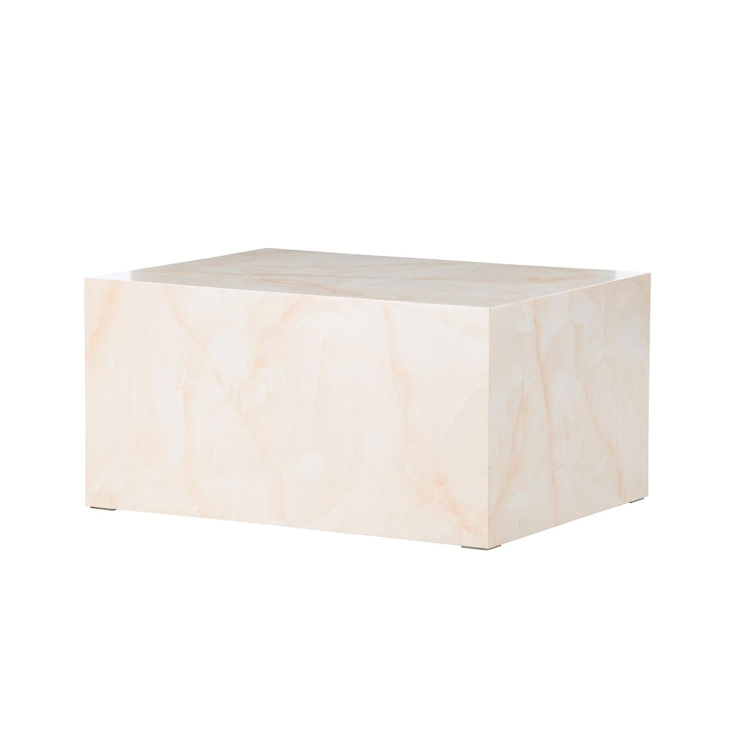 Couchtisch York 80*60cm in Marmoroptik - Hellgelb-Couchtische-Venture Home-le canapé