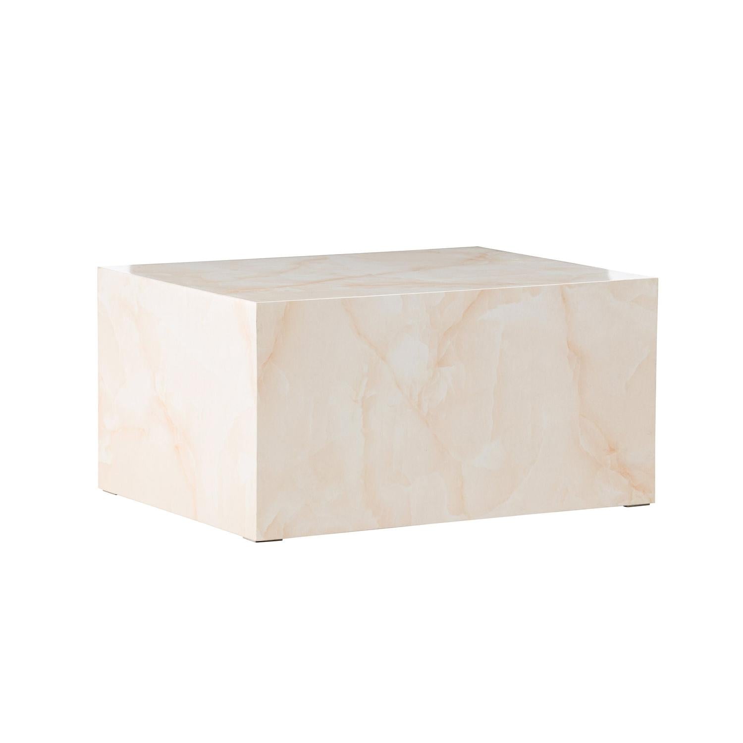 Couchtisch York 80*60cm in Marmoroptik - Hellgelb-Couchtische-Venture Home-le canapé