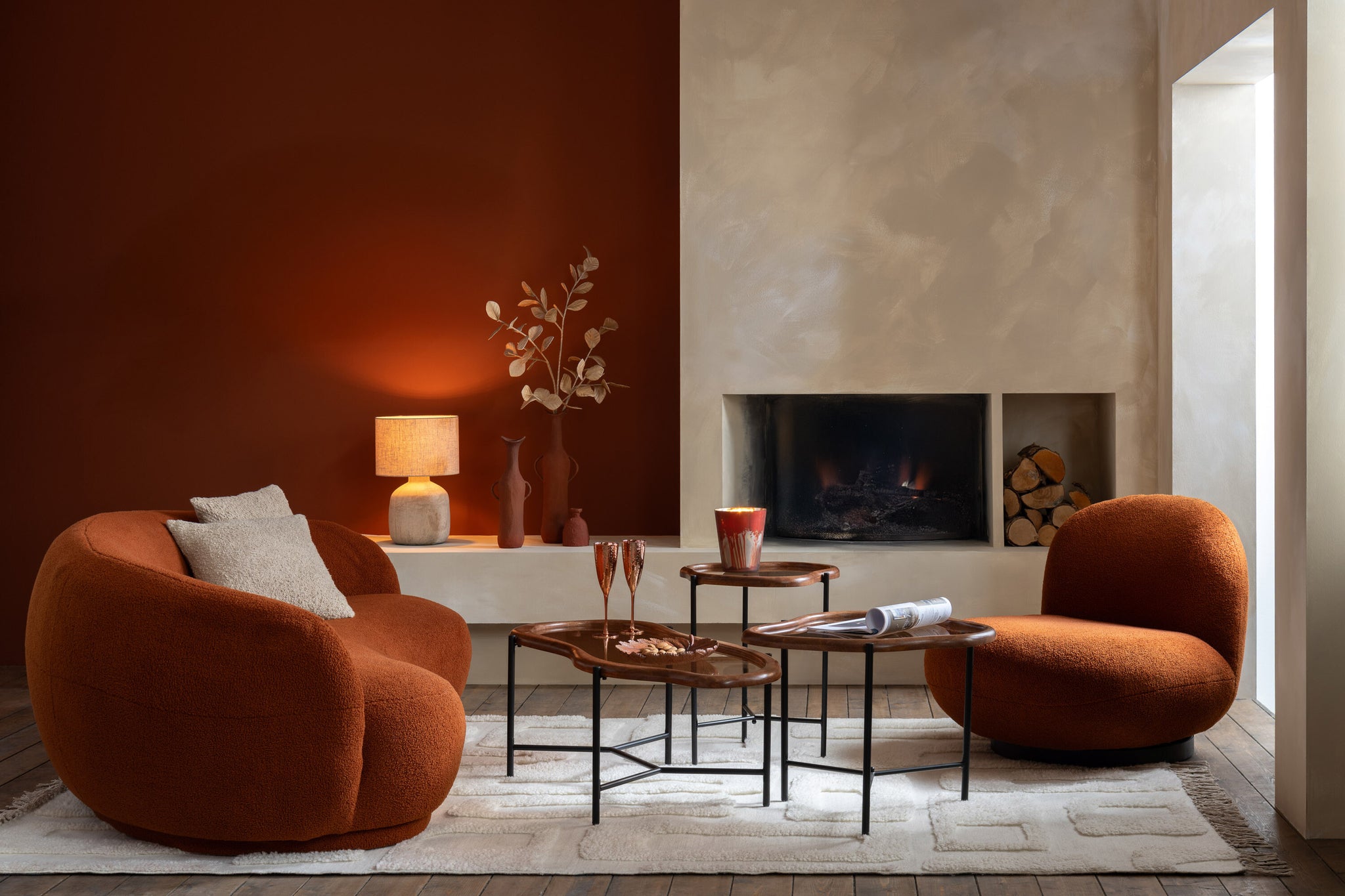 Couchtisch Zig aus Glas mit Holzrahmen - Braun-Couchtische-J-Line-le canapé