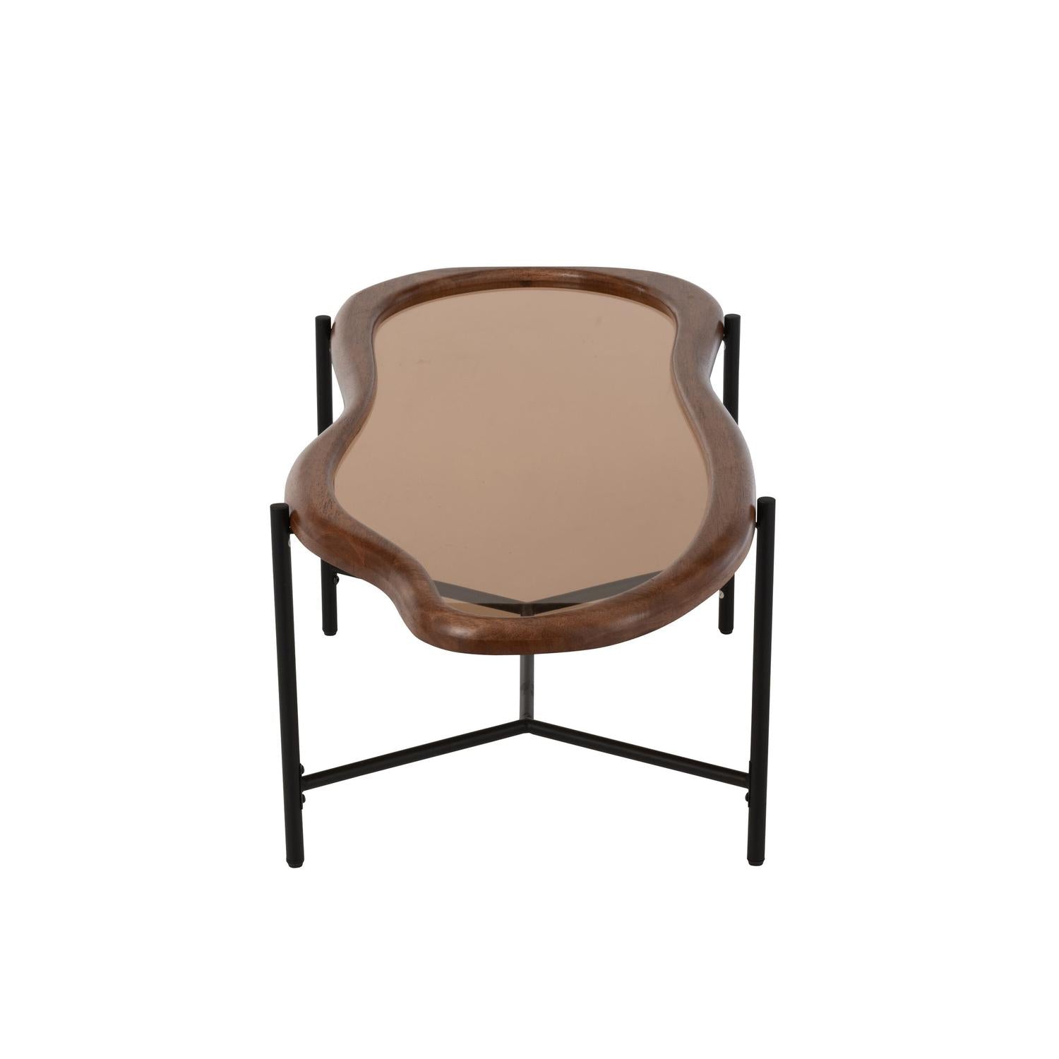 Couchtisch Zig aus Glas mit Holzrahmen - Braun-Couchtische-J-Line-le canapé