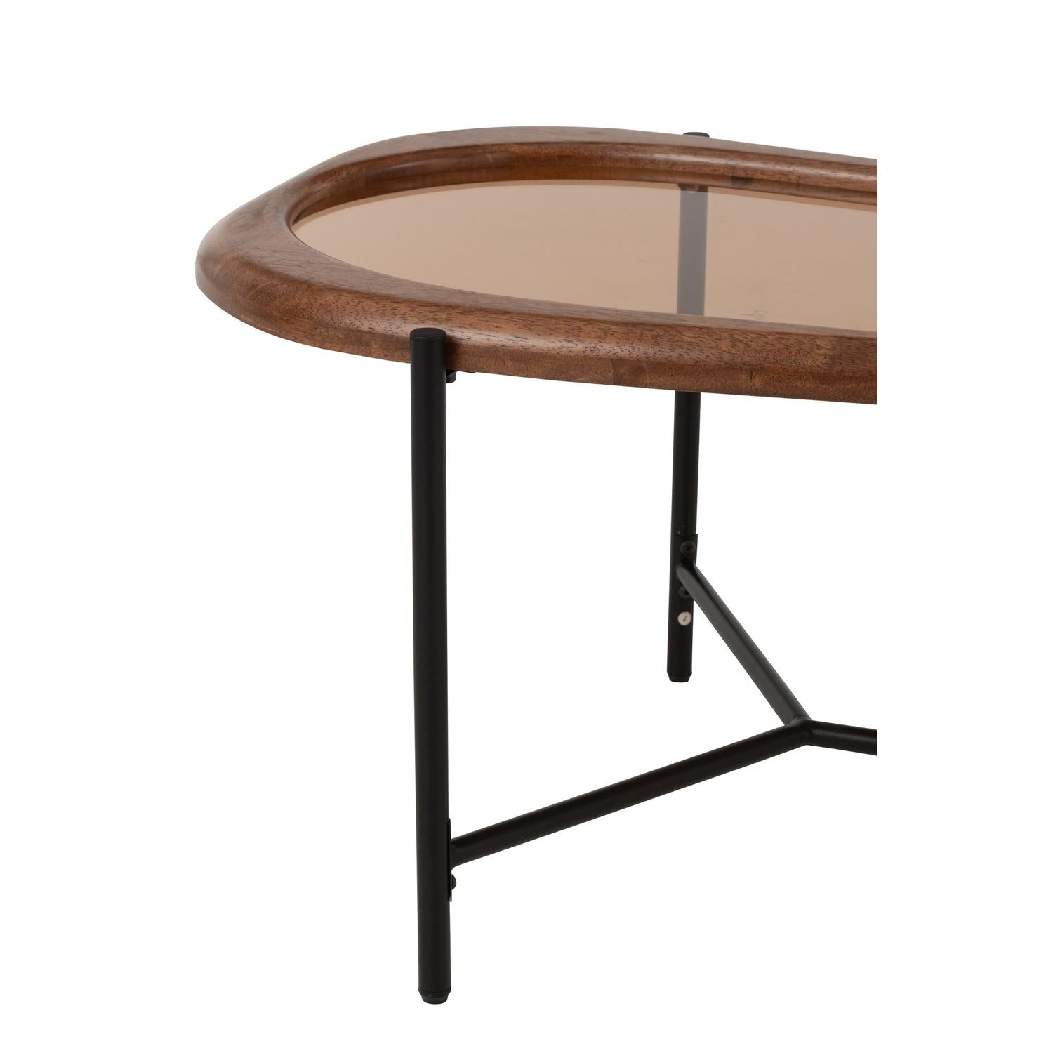 Couchtisch Zig aus Glas mit Holzrahmen - Braun-Couchtische-J-Line-le canapé
