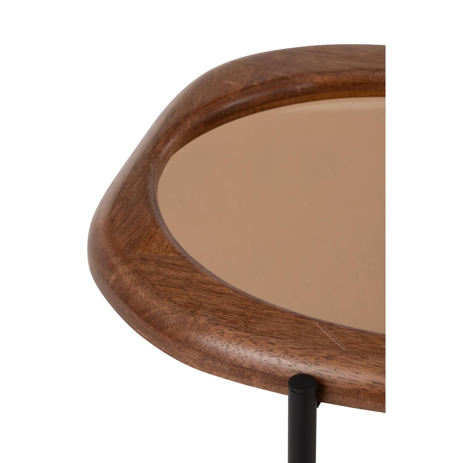 Couchtisch Zig aus Glas mit Holzrahmen - Braun-Couchtische-J-Line-le canapé