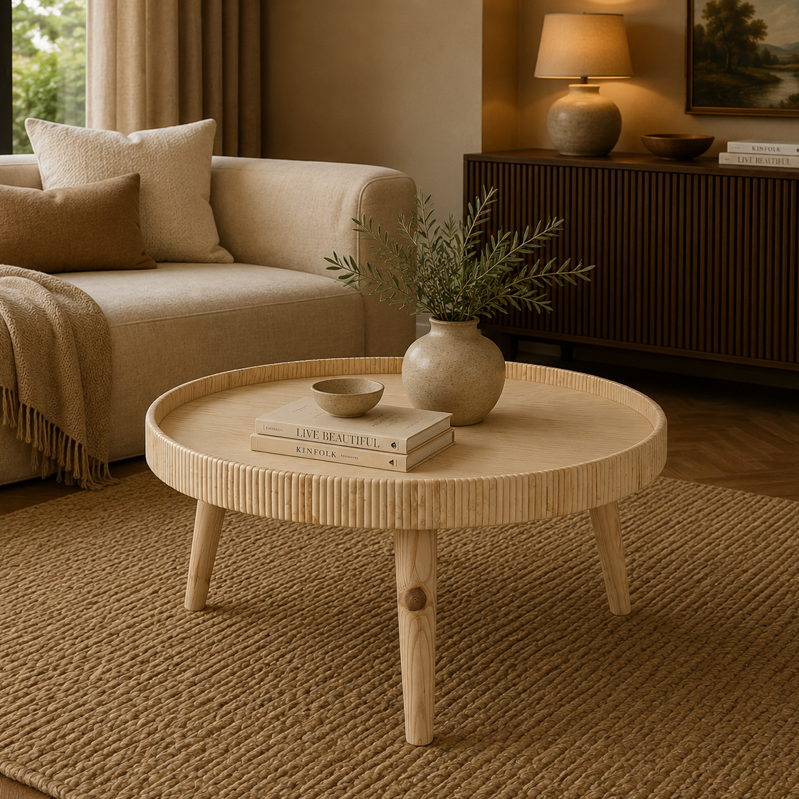 Couchtische Natural Bamboo aus Rattan, 2er-Set - Sandbraun-Couchtische-Pole to Pole-le canapé