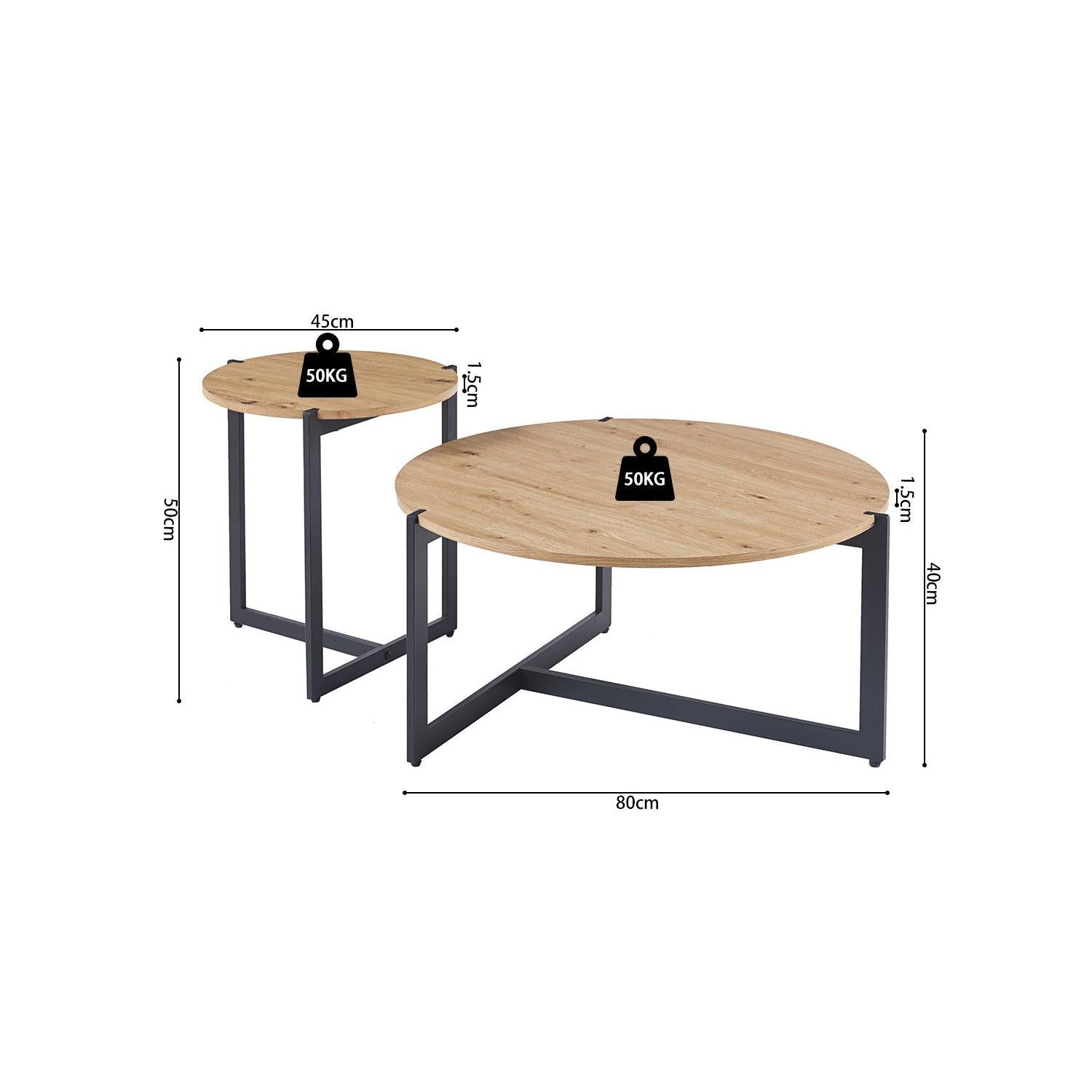 Couchtische Pola, 2er-Set - Hellbraun-Couchtisch-Rousseau-le canapé