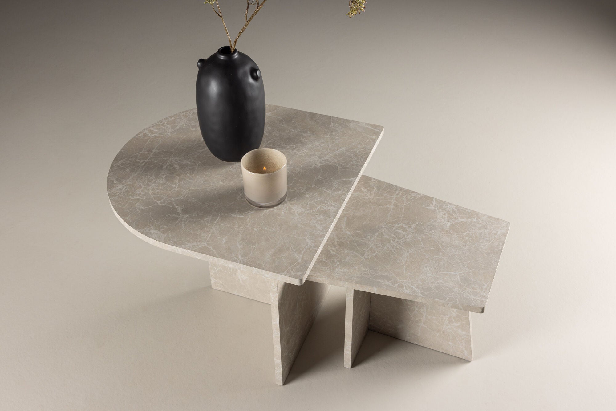 Couchtische Sala in Marmoroptik, 2er-Set - Beige-Couchtisch-Venture Home-le canapé