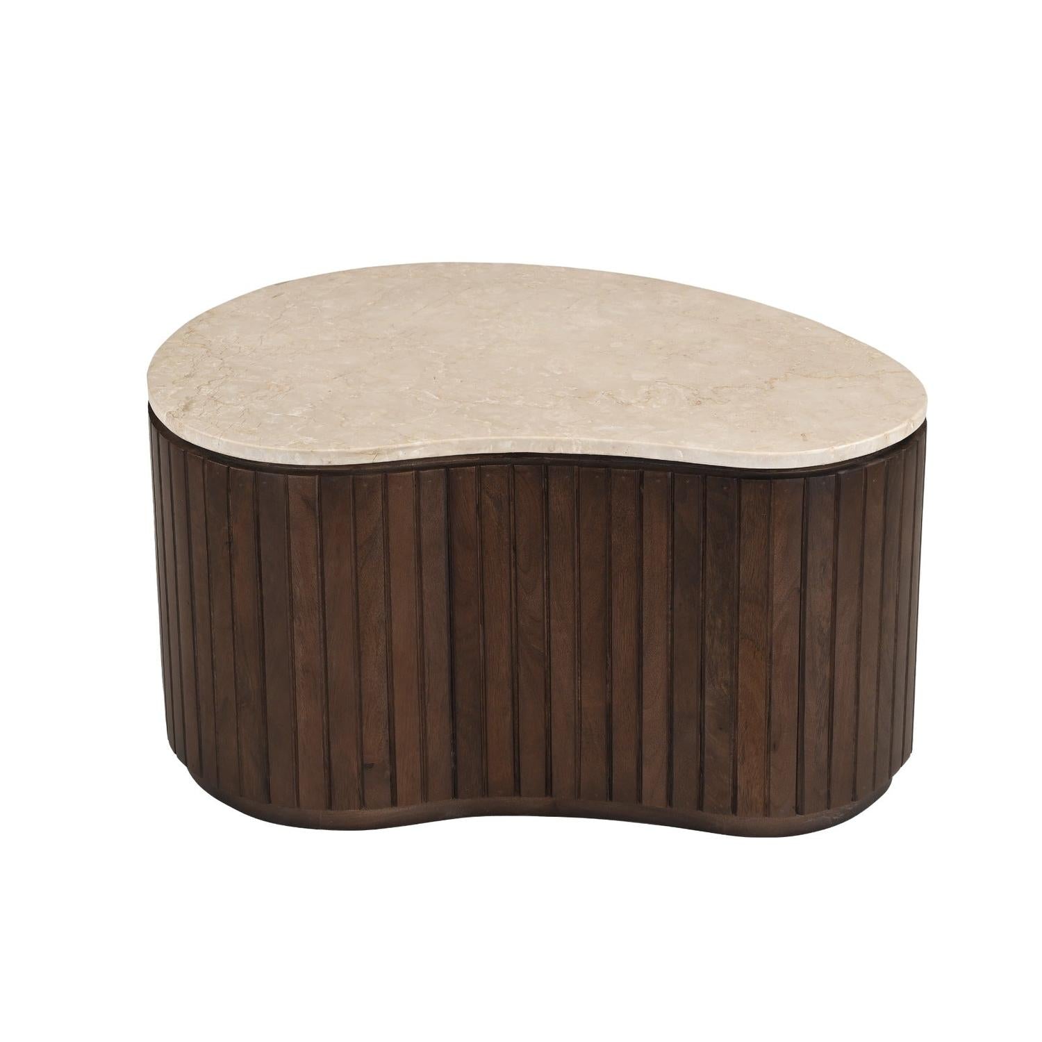 Couchtische Sorai aus Mangoholz und Marmor, 2er-Set - Braun-Couchtische-Livingfurn-le canapé