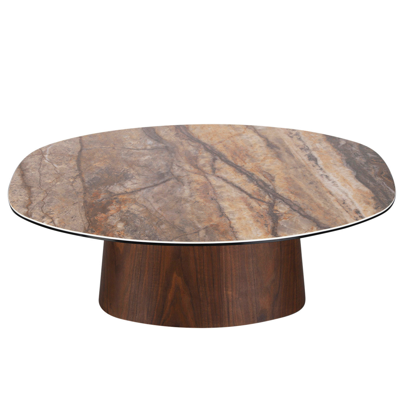 Dänischer Couchtisch Keramik Onyx / Nussbaumfurnier-Pole to Pole-le canapé